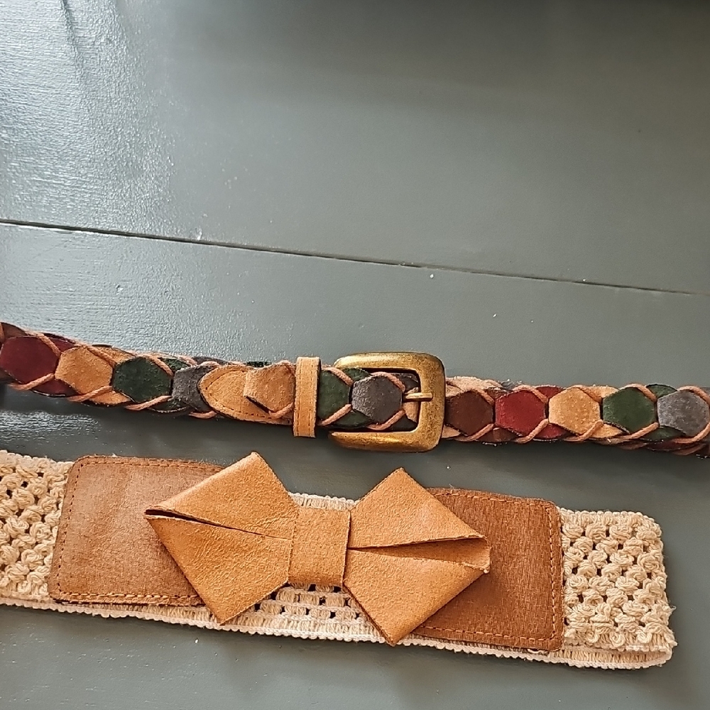 St.‎ John Bay Multicolor Braided Belt with Brass Buckle Small & Stretch Bow Belt